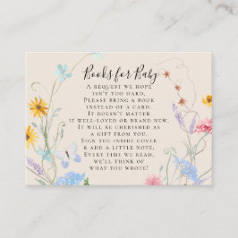 Waterverf van wilde bloemen - Baby shower voor sta Informatiekaartje