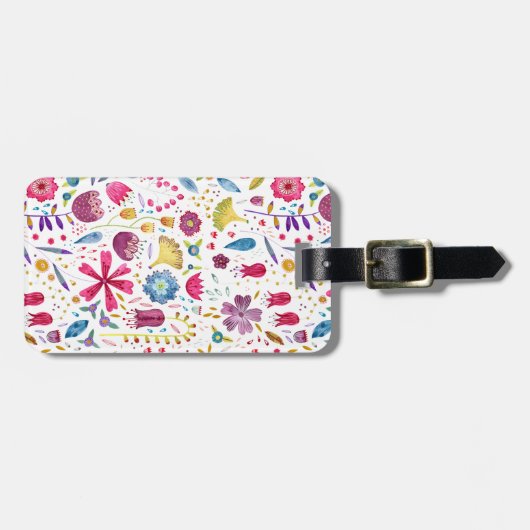 Waterverf van wilde bloemen bagagelabel (Voorkant horizontaal)