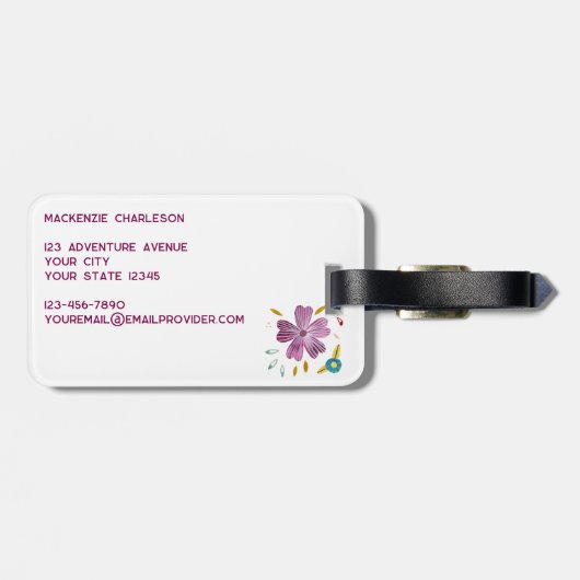Waterverf van wilde bloemen bagagelabel (Achterkant horizontaal)