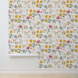 Waterverf van wilde bloemen behang