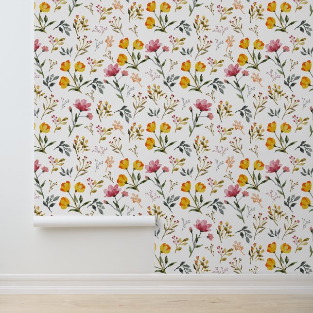 Waterverf van wilde bloemen behang (Applicatie)