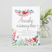 Waterverf van wilde bloemen - Birthday Party Kaart (Staand voorkant)