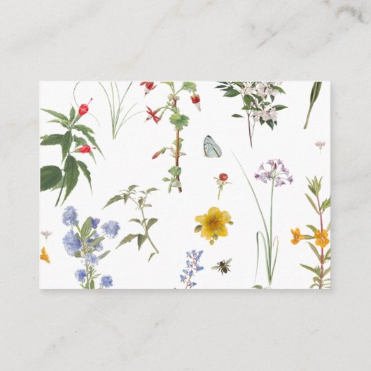 Waterverf van wilde bloemen Boeken Baby shower Informatiekaartje (Achterkant)