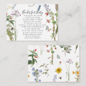 Waterverf van wilde bloemen Boeken Baby shower Informatiekaartje (Voorkant / Achterkant)