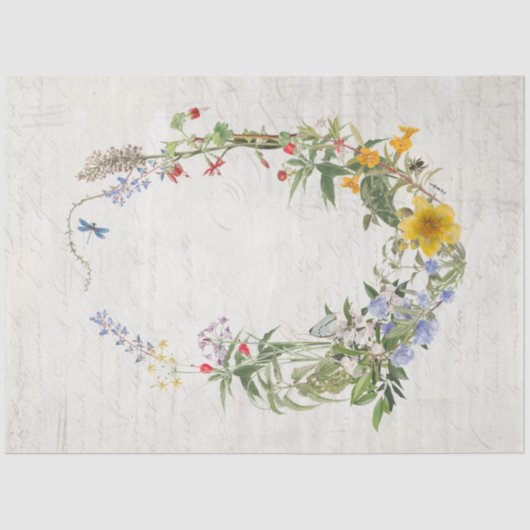 Waterverf van wilde bloemen - Botanische ontkoppel Tissuepapier (Voorkant)