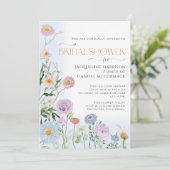 Waterverf van wilde bloemen Elegant Blue Bridal I Kaart (Staand voorkant)