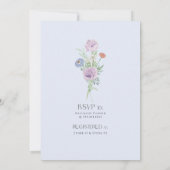 Waterverf van wilde bloemen Elegant Blue Bridal I Kaart (Achterkant)