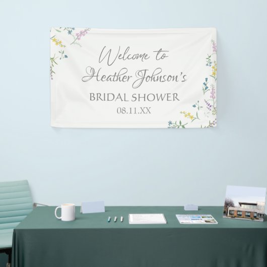 Waterverf van wilde bloemen Elegant Floral Vrijgez Spandoek (Beurs)