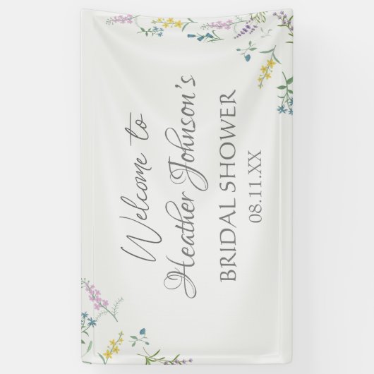 Waterverf van wilde bloemen Elegant Floral Vrijgez Spandoek (Verticaal)