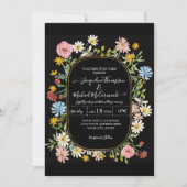 Waterverf van wilde bloemen Elegant Gold Wedding Kaart (Voorkant)