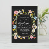 Waterverf van wilde bloemen Elegant Gold Wedding Kaart (Staand voorkant)