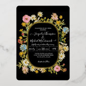 Waterverf van wilde bloemen Elegant Wedding Folie Uitnodiging (Voorkant)