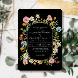 Waterverf van wilde bloemen Elegant Wedding Folie Uitnodiging