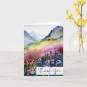 Waterverf van wilde bloemen en aanpasbare bergen kaart (Gele Bloem)