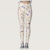 Waterverf van wilde bloemen en vlinders leggings (Voorkant)