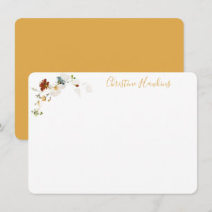 Waterverf van wilde bloemen  Floral, gepersonalise Notitiekaartje