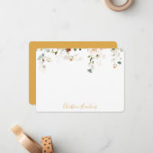 Waterverf van wilde bloemen  Floral, gepersonalise Notitiekaartje (Voorkant / Achterkant in situ)