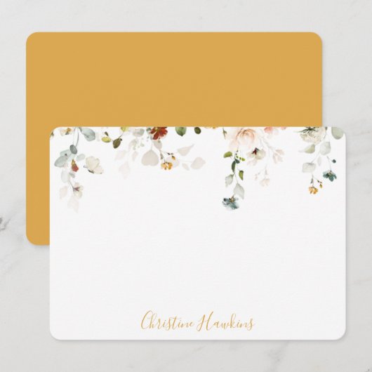 Waterverf van wilde bloemen  Floral, gepersonalise Notitiekaartje (Voorkant / Achterkant)