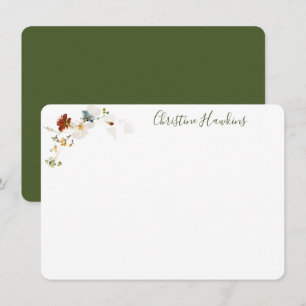 Waterverf van wilde bloemen Floral, gepersonalise Notitiekaartje