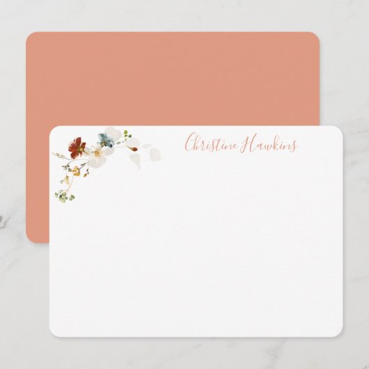 Waterverf van wilde bloemen  Floral Notitiekaartje (Voorkant / Achterkant)