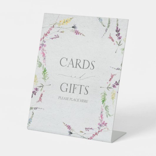 Waterverf van wilde bloemen Floral Vrijgezellenfee Reclamebord Met Voetstuk (Voorkant)