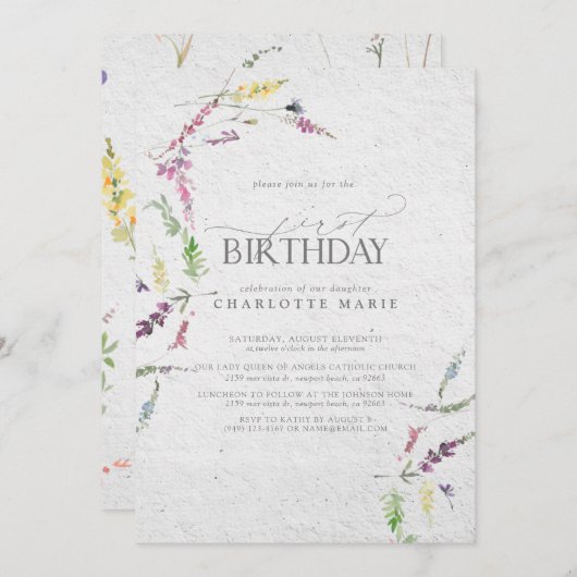  Waterverf van wilde bloemen Kaart (Voorkant / Achterkant)