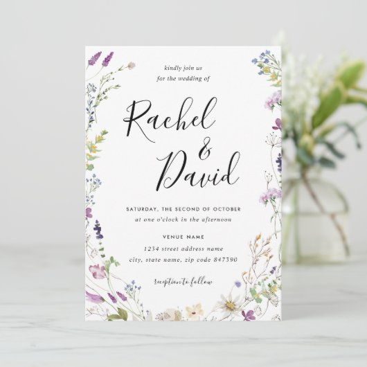 Waterverf van wilde bloemen kaart (Staand voorkant)