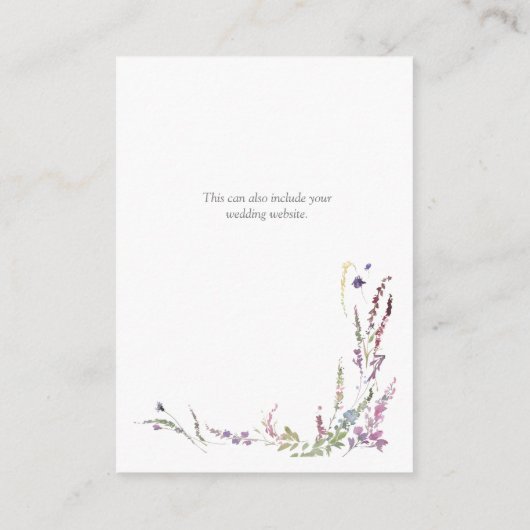 Waterverf van wilde bloemen - Kalligrafie bruiloft Informatiekaartje (Achterkant)
