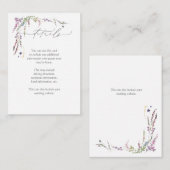 Waterverf van wilde bloemen - Kalligrafie bruiloft Informatiekaartje (Voorkant / Achterkant)