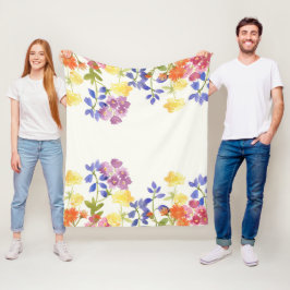 Waterverf van Wilde Bloemen Kleurrijke vlootsbank Fleece Deken