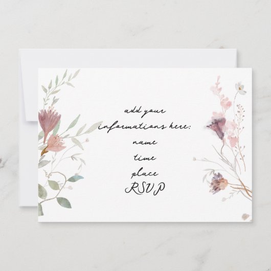 waterverf van wilde bloemen overweging kaart (Achterkant)