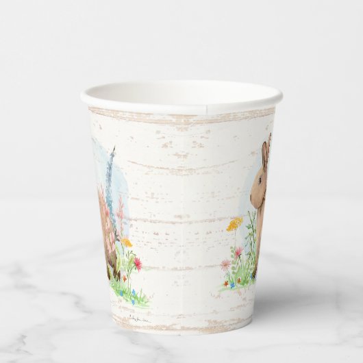 Waterverf van wilde bloemen paasbroodrooster papieren bekers (Rechts)