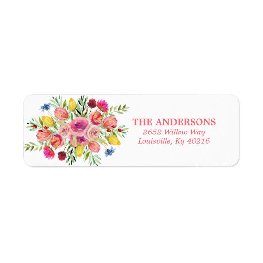 Waterverf van wilde bloemen Retouradres Etiket (Voorkant)