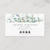 Waterverf van wilde bloemen Sociale media Visiteka Visitekaartje (Achterkant)