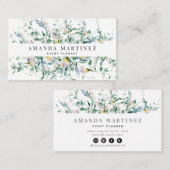 Waterverf van wilde bloemen Sociale media Visiteka Visitekaartje (Voorkant / Achterkant)