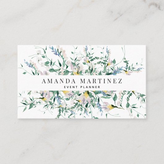 Waterverf van wilde bloemen Sociale media Visiteka Visitekaartje (Voorkant)