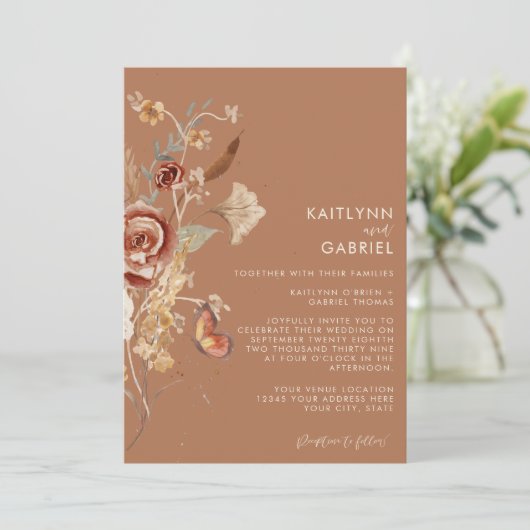 Waterverf van wilde bloemen - terracotta in kaart (Staand voorkant)