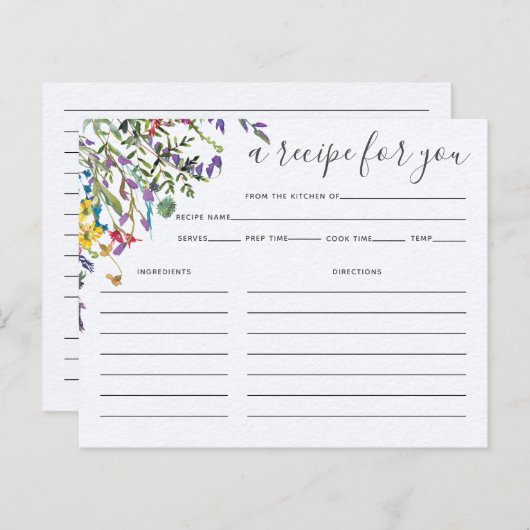 Waterverf van wilde bloemen Vrijgezellenfeest Reci (Voorkant / Achterkant)