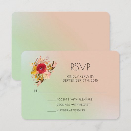 Waterverf van wilde bloemen Weddenschap RSVP (Voorkant / Achterkant)