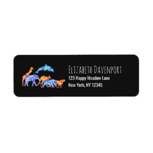 Waterverf van wilde dierenkorven etiket