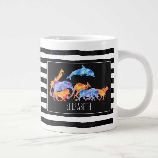 Waterverf van wilde dierenkorven grote koffiekop (Rechts)