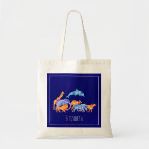 Waterverf van wilde dierenkorven tote bag