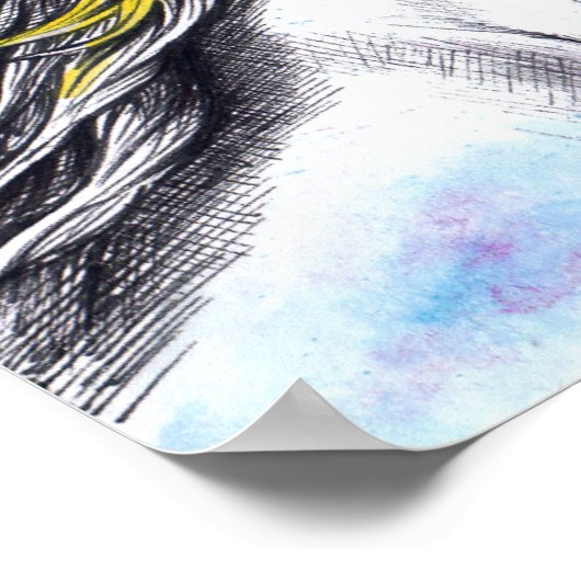 Waterverf van wilde paarden en inktpaarden poster (Hoek)