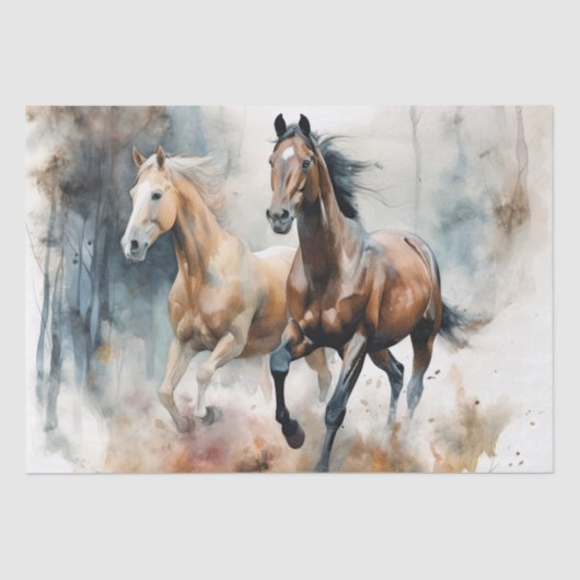 Waterverf van wilde paarden tissuepapier (Voorkant)