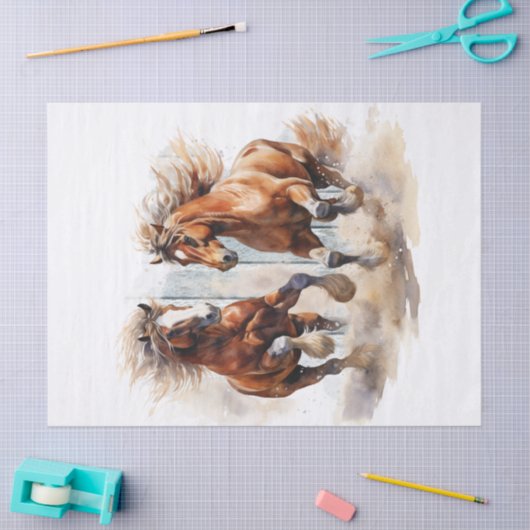 Waterverf van wilde paarden tissuepapier (Craft)