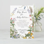 Waterverf van wilde planten in het Baby shower van Kaart (Staand voorkant)