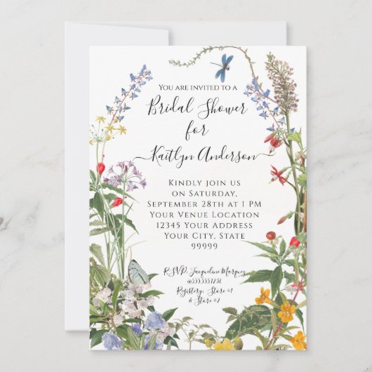 Waterverf van wilde planten in het Vrijgezellenfee Kaart (Voorkant)