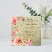 Waterverf van wilde Rozen Floral Vrijgezellenfeest Kaart (Staand voorkant)