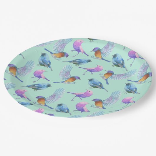 Waterverf van wilde vogels papieren bordje (Gekanteld)