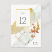 Waterverf van Wildflower Wedding Table No. Gold ID Kaart (Voorkant)